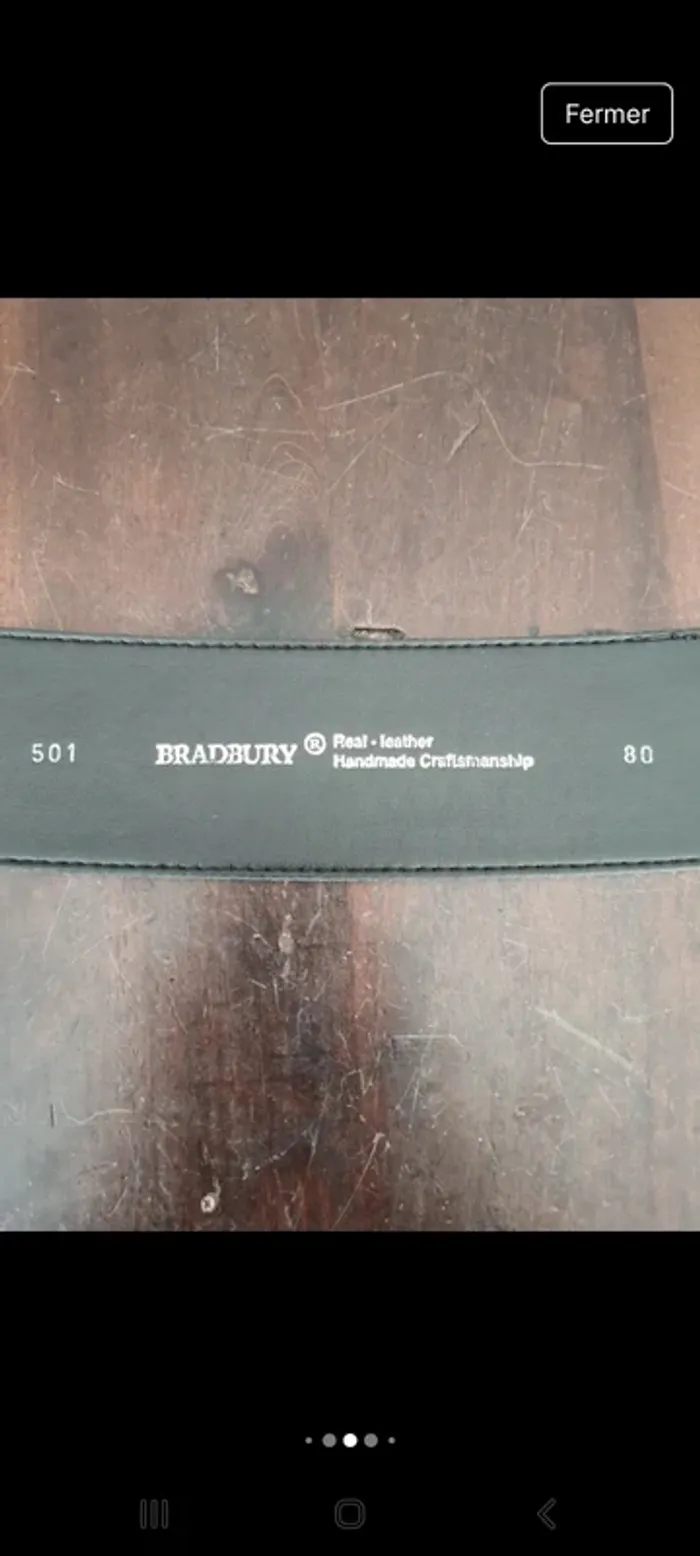 Ceinture en cuir noir Bradbury 80cm Handmade - photo numéro 11