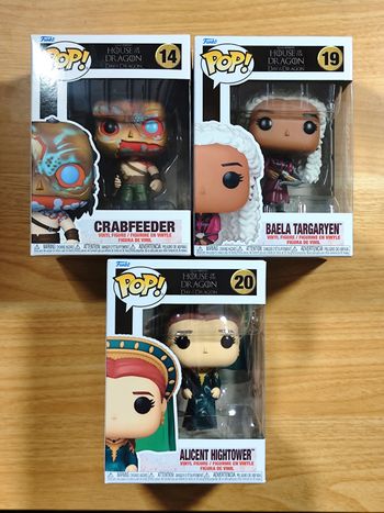 Lot De 3 Pop! GOT - Crabfeeder 14 / Baela 19 / Alicent 20 (House of the Dragon)