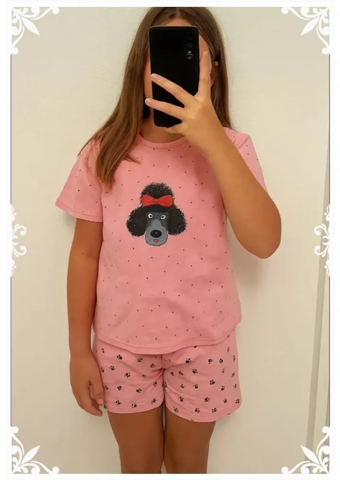 🌸 Pyjama fille 6 ans - Fait main - Motif caniche & pattes de chien 🐾 - photo numéro 2