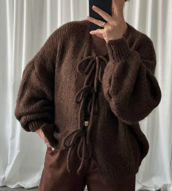 Gilet - Chocolat - Nœuds - Décontracté - Cocooning - Automne