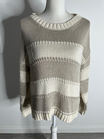 Pull en maille oversize beige et crème Massimo Dutti T40 L