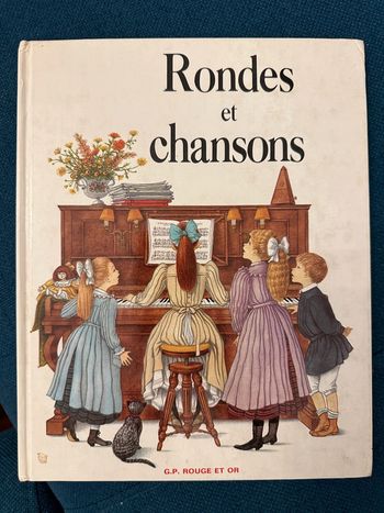 Livre album ancien vintage Rondes et chansons partitions GP Rouge et or Jacqueline Guyot