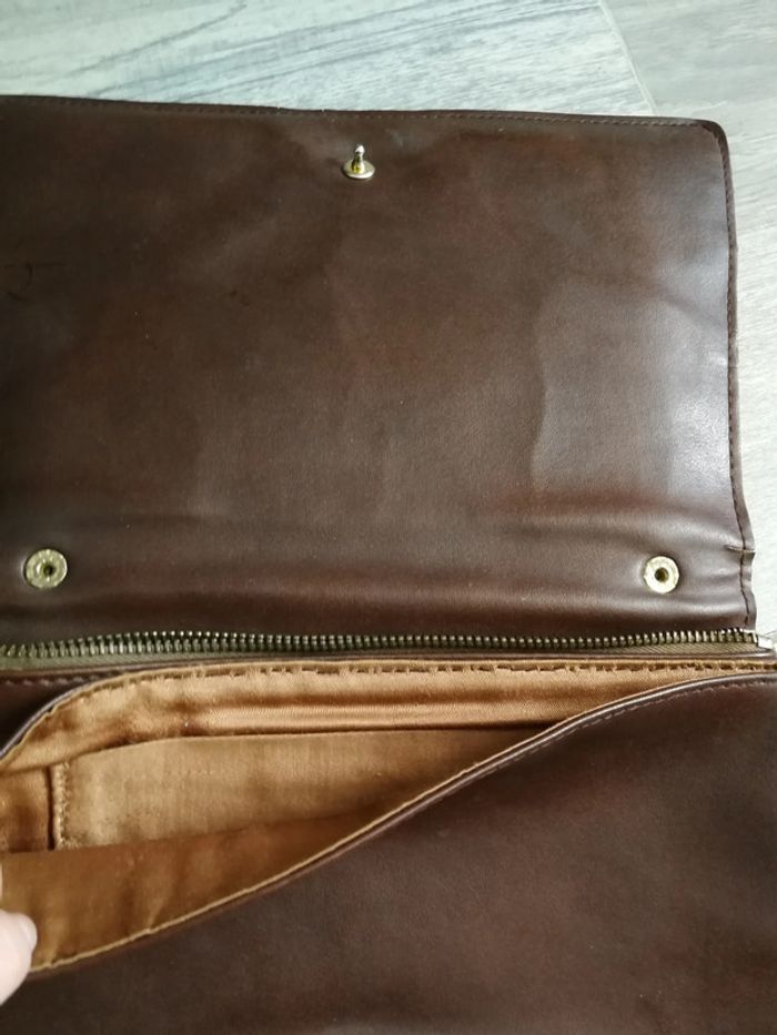 Sac à main vintage en cuir marron beige - photo numéro 7