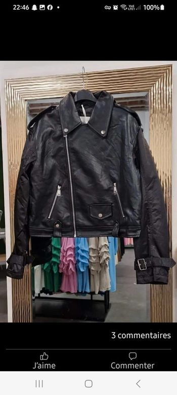 Blouson bi matière style perfecto