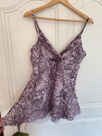 Top fines bretelles mousseline de soie mauve Alain Manoukian taille 44 (convient à un 42).