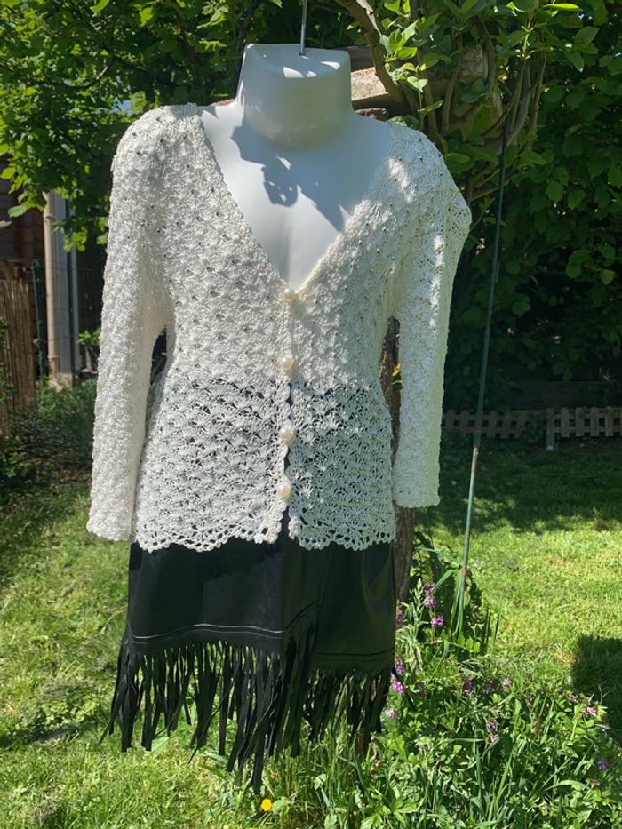 Haut broderie et jupe simili 4/6 ans ensemble ou séparé fille