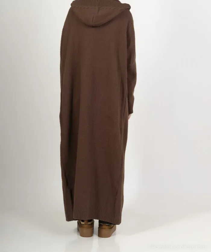 Cardigan Long-Gilet en Grosse Maille avec Capuche et Poches - photo numéro 3