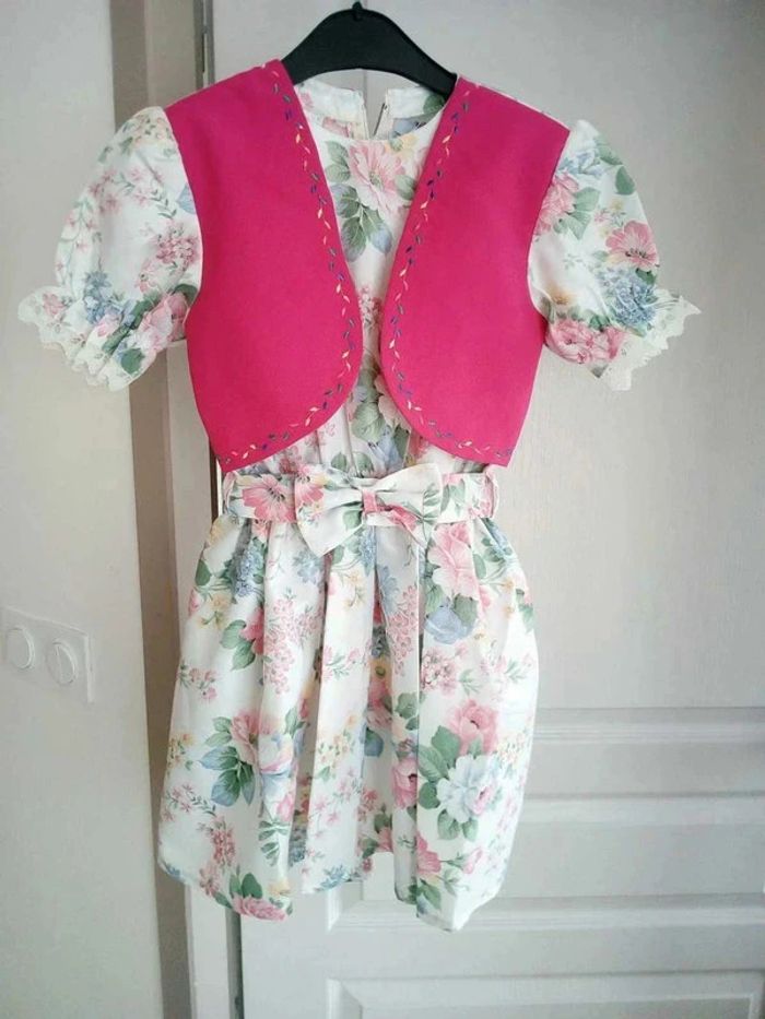 Magnifique robe habillée fille, avec petit boléro + sac motif fleuri - photo numéro 2