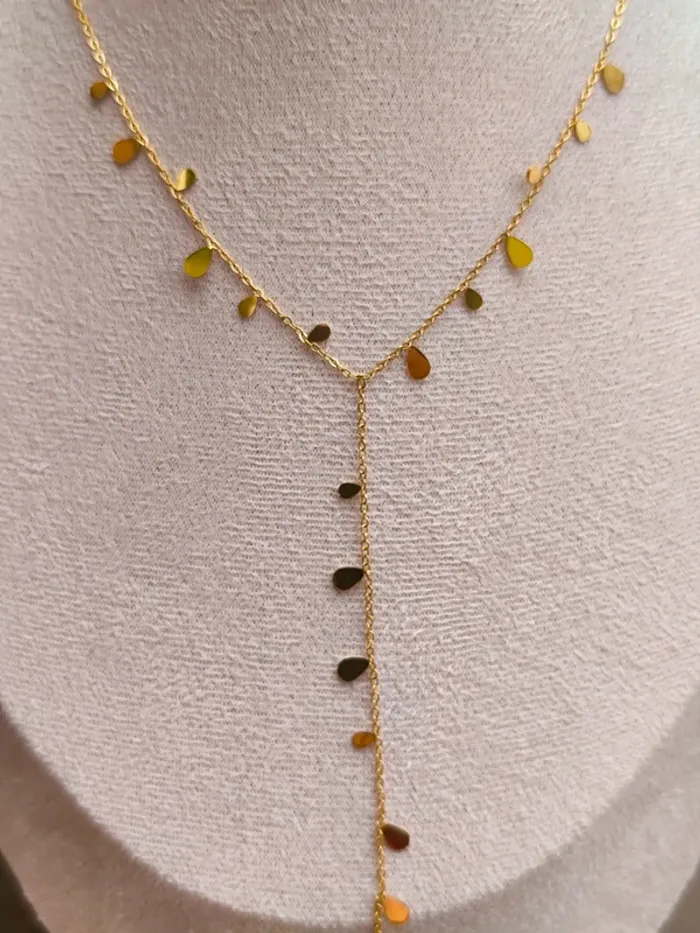 Pendentif doré en Y avec pampilles gouttes - photo numéro 2