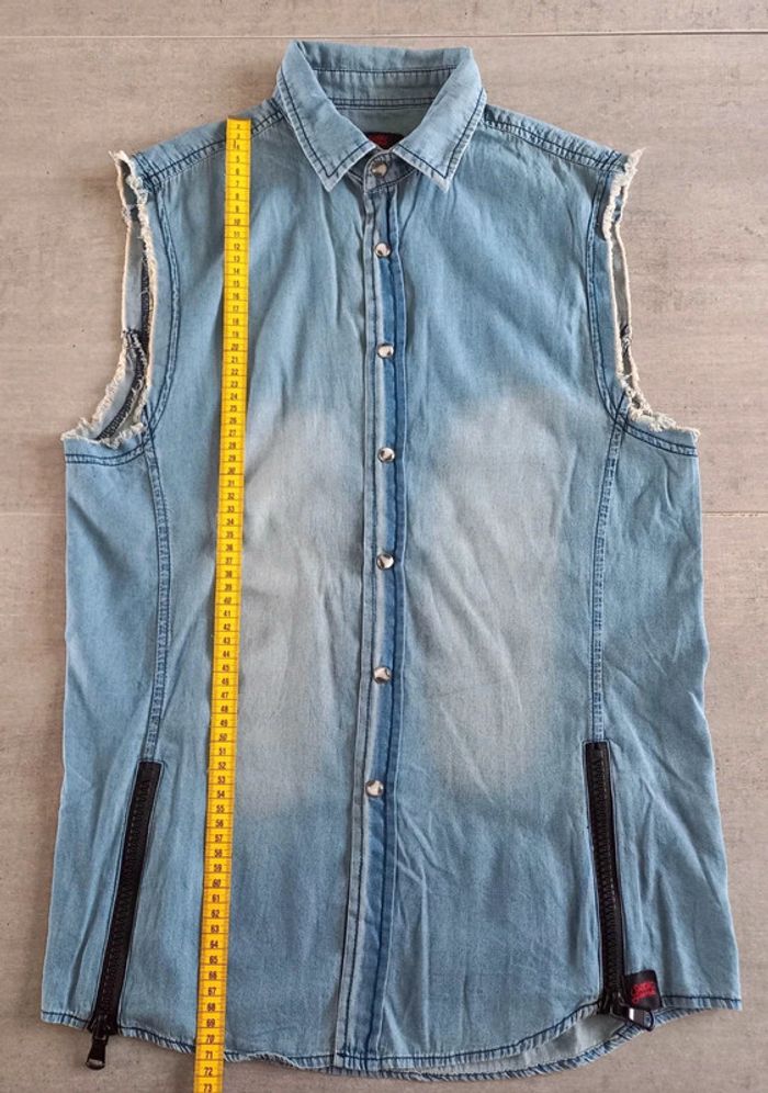 chemise jean sans manches - S - photo numéro 5