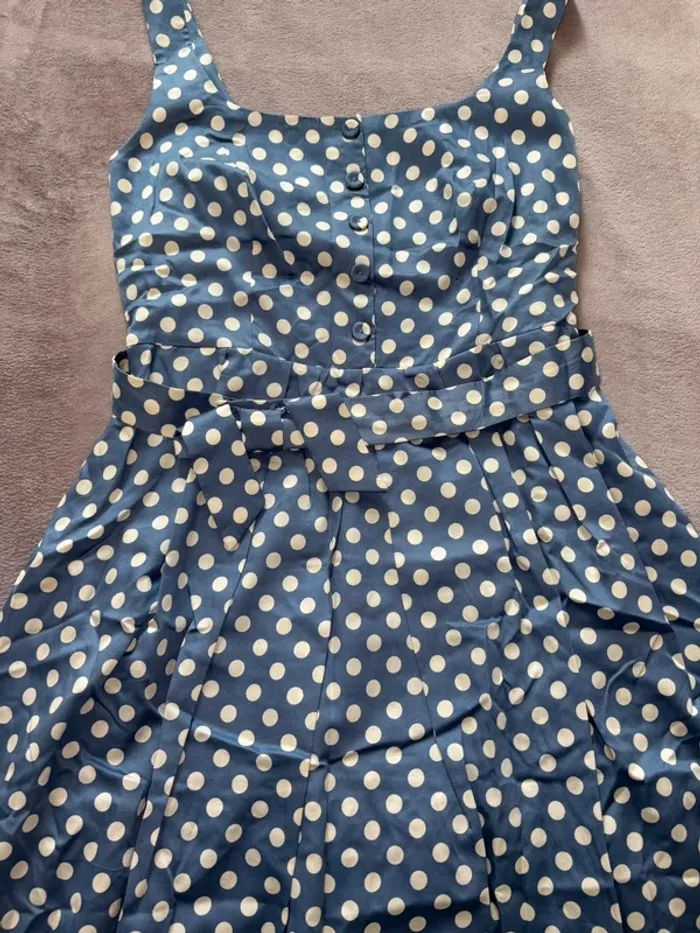 Robe bleue à pois blanc femme taille 42 Sinéquanone en très bon état. - photo numéro 8
