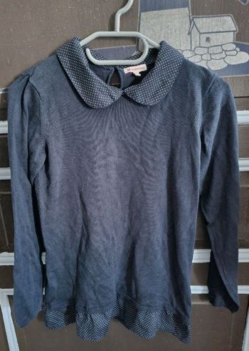 Pull marine avec fausse chemise intégré 12ans