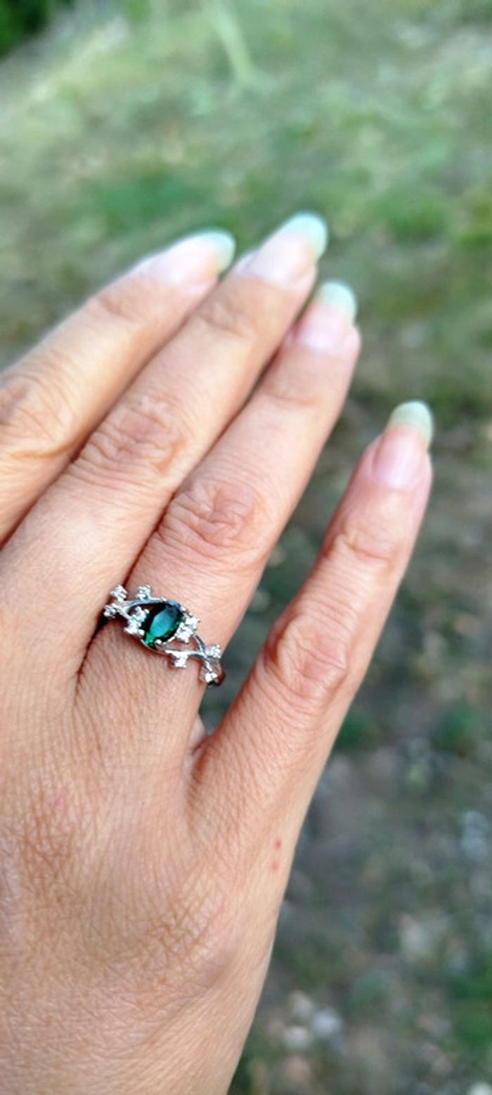 Majesté Émeraude💚Bague Élégante en Argent Massif - photo numéro 2