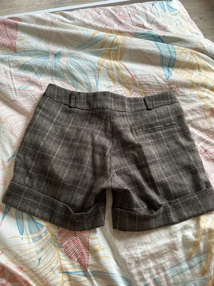 Short en tissu  court cadrillé brun - photo numéro 2