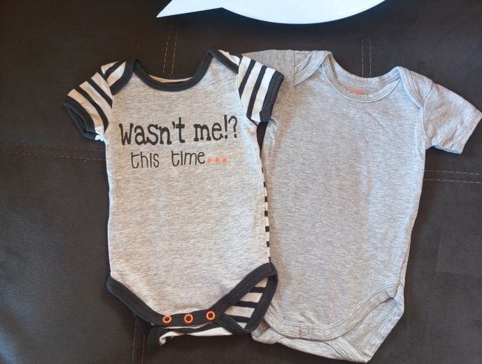 Lot de 2 bodies manches courtes Mixte 0/1 mois wasn't me ? This time. Hema - photo numéro 2