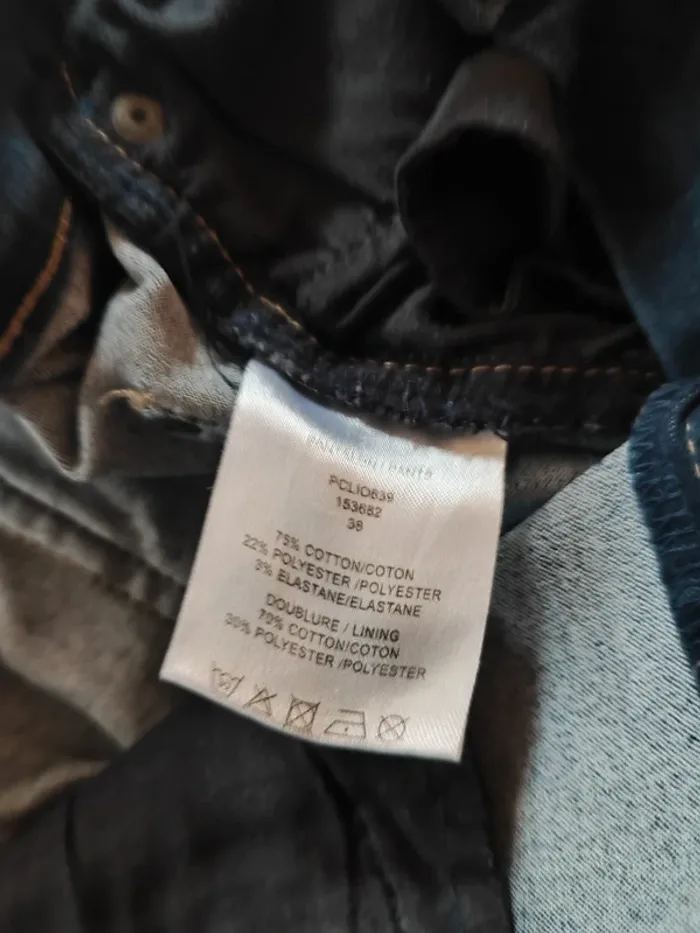 Jean RIU Droit Bleu, Taille 38 - Détails Zip Tendance ! - photo numéro 6