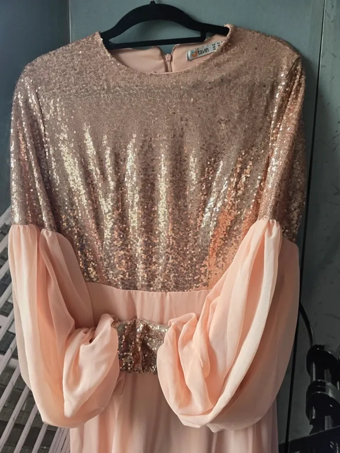 e longue saumon rosé Tavin tzille 42 – chic & élégante pour mariage/soirée" - photo numéro 6