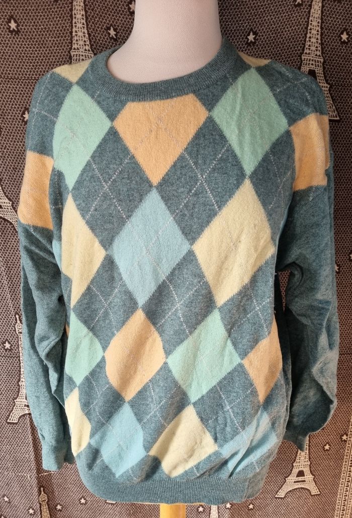 Pull d'hiver à motifs losanges style vintage taille M mixte