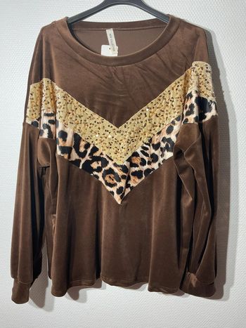 Pull en velours léopard femme taille unique (38-46)- just me- neuf avec étiquette