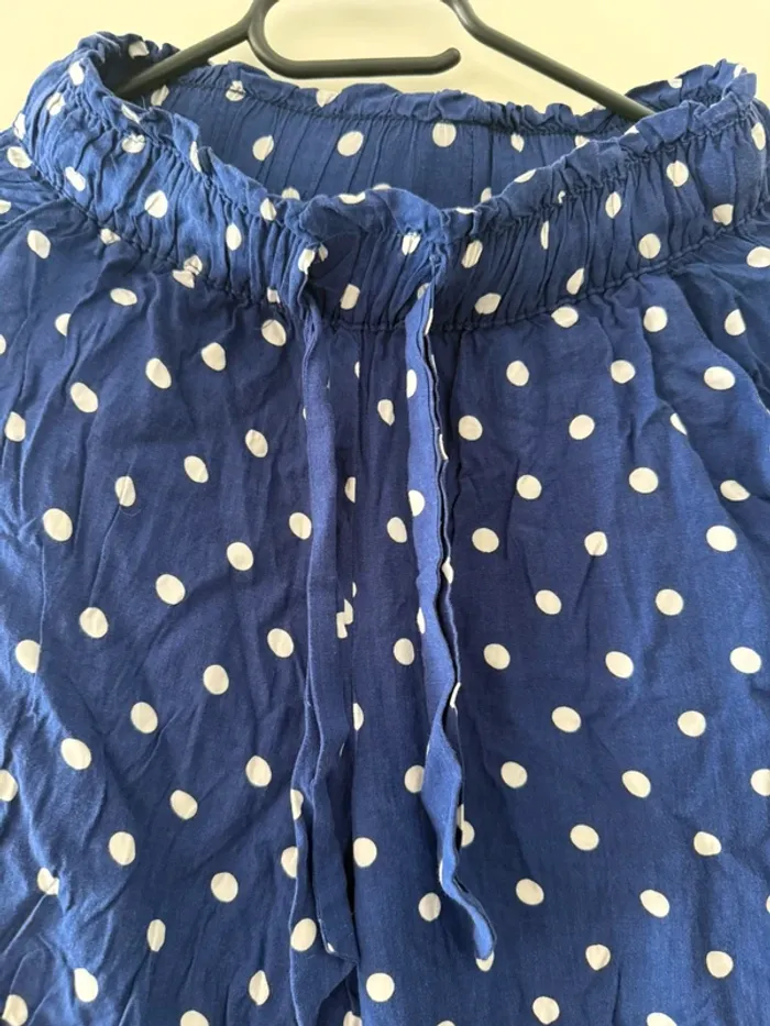 Pantalon Fluide Bleu Marine à Pois Blancs - Undiz - Taille XS - photo numéro 3
