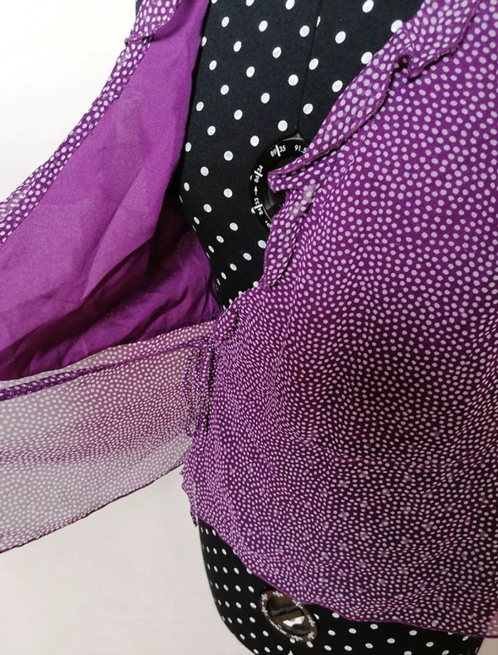 Top cache-cœur à volants violet pois blanc Taille 40 Etam - photo numéro 9