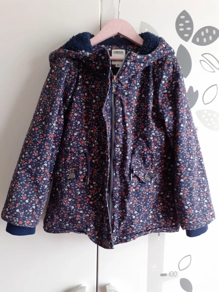 Manteau marine fleuri