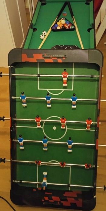 Table de jeux enfant baby foot et billard