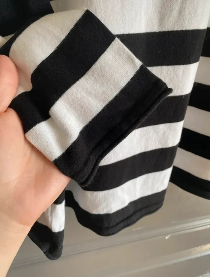 Pull fin rayé blanc et noir C&A taille 50 - photo numéro 5