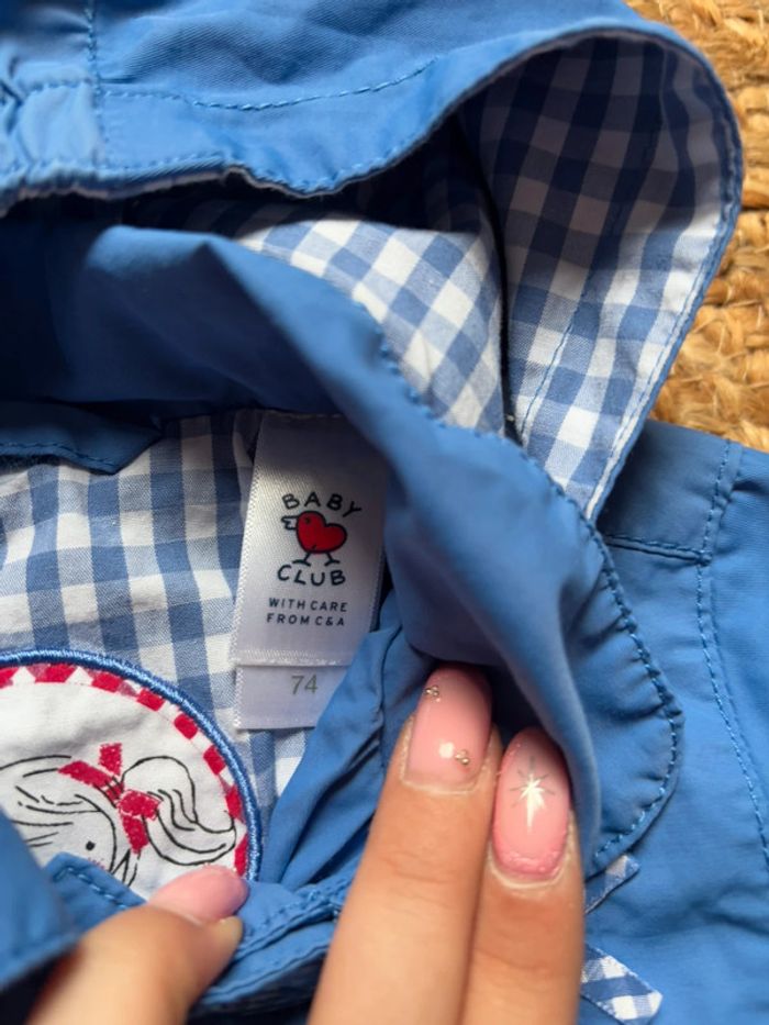 🌺Trench bleu avec capuche fille Taille 9mois/74cm🌺 - photo numéro 8