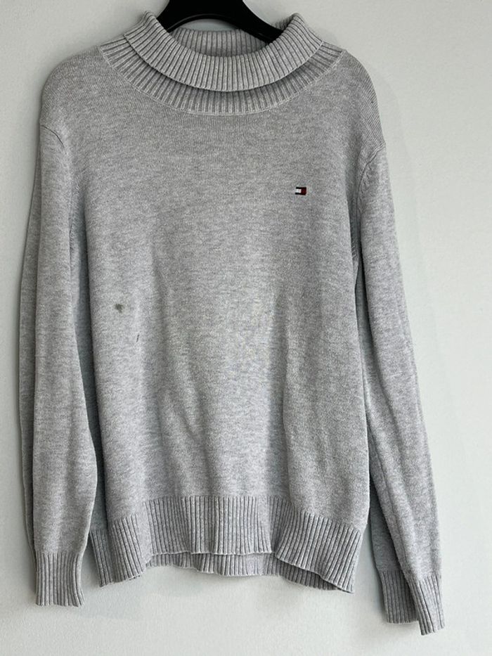 Pull Tommy Hilfiger gris enfant 6 ans coton