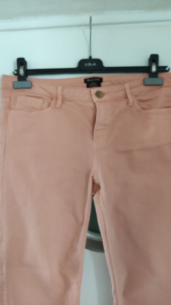 Pantalon femme jeans slim fit marque Massimo Dutti taille 42 couleur saumon - photo numéro 9