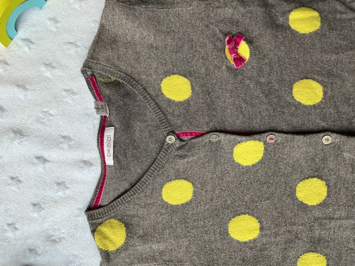 gilet léger gris à pois jaune avec poches 12 ans okaidi - photo numéro 6