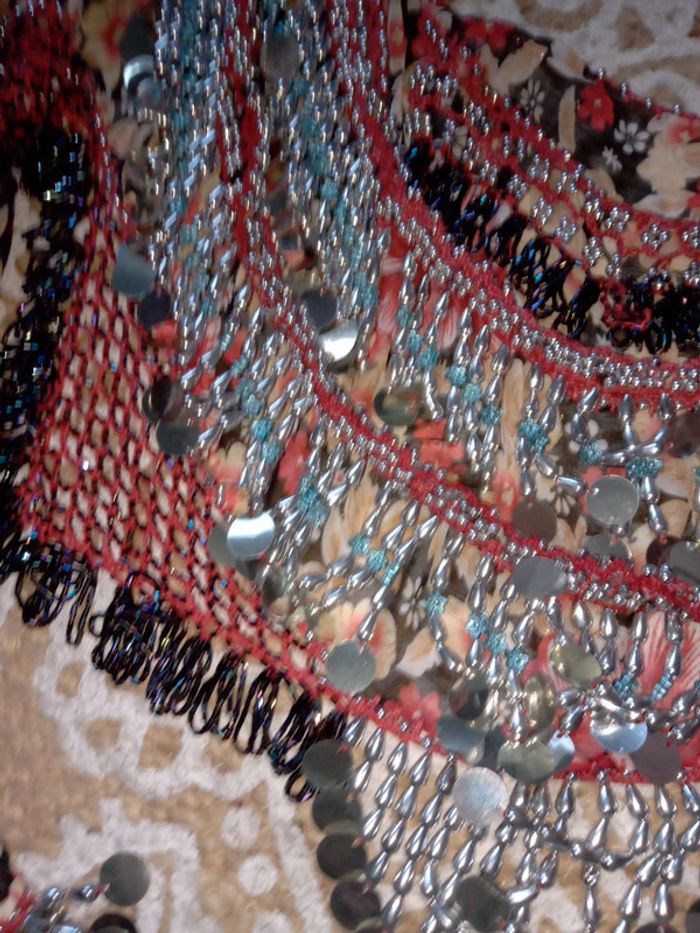 Foulard danse orientale crochet et piece floral - photo numéro 2