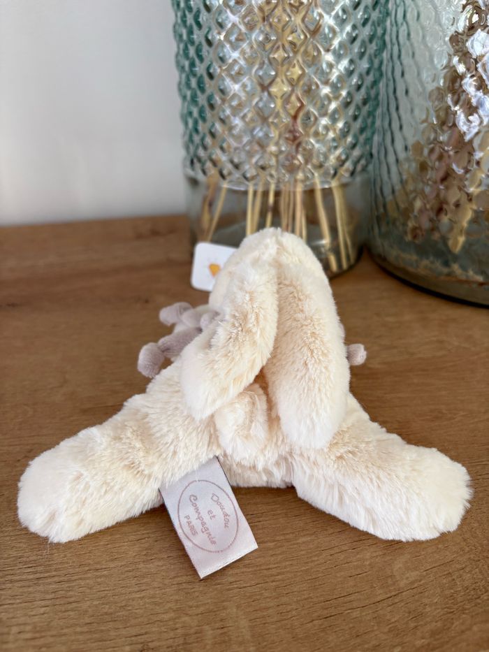Peluche doudou lapin beige 15 cm - photo numéro 4