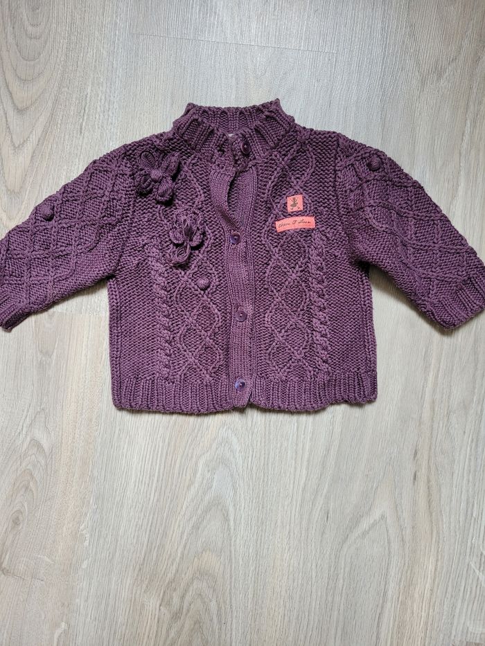 Gilet violet 3 mois 60 cm Eliane et Lena - photo numéro 2