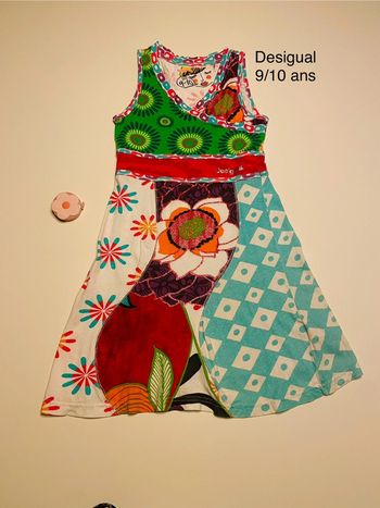 Robe desigual fleurs turquoise 9/10 ans