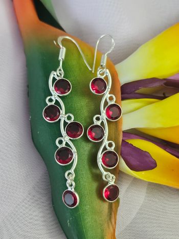 Boucles d oreilles en argent sterling 925 avec pierre grenat rouge