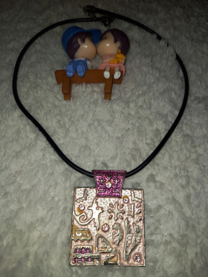 Collier rose ethnique carré - photo numéro 5