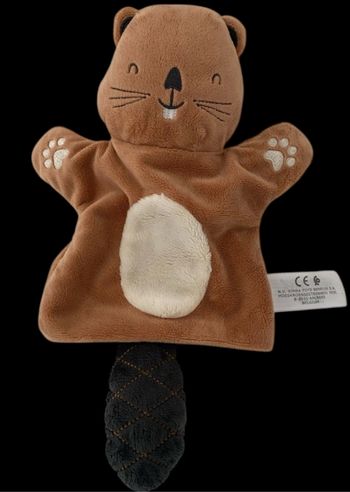 ❤️ B5306 Doudou plat marionnette Castor Marmotte Marron SIMBA TOYS Nicotoy KIABI