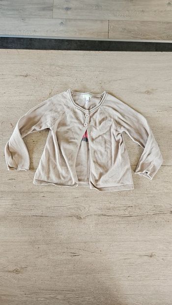 Gilet beige foncé à manches longues, Vertbaudet, 5 ans, nickel