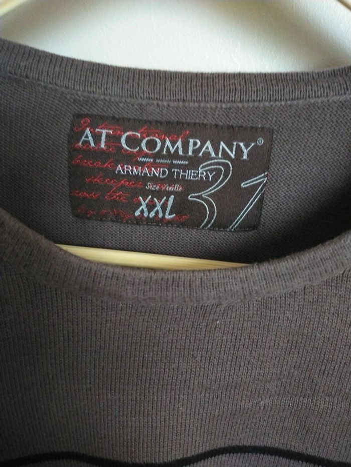 Pull ras du cou rayé marron bleu - photo numéro 4