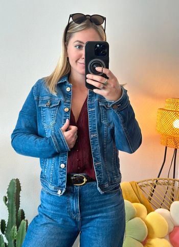 Veste en jean bleu taille 34 - Mango