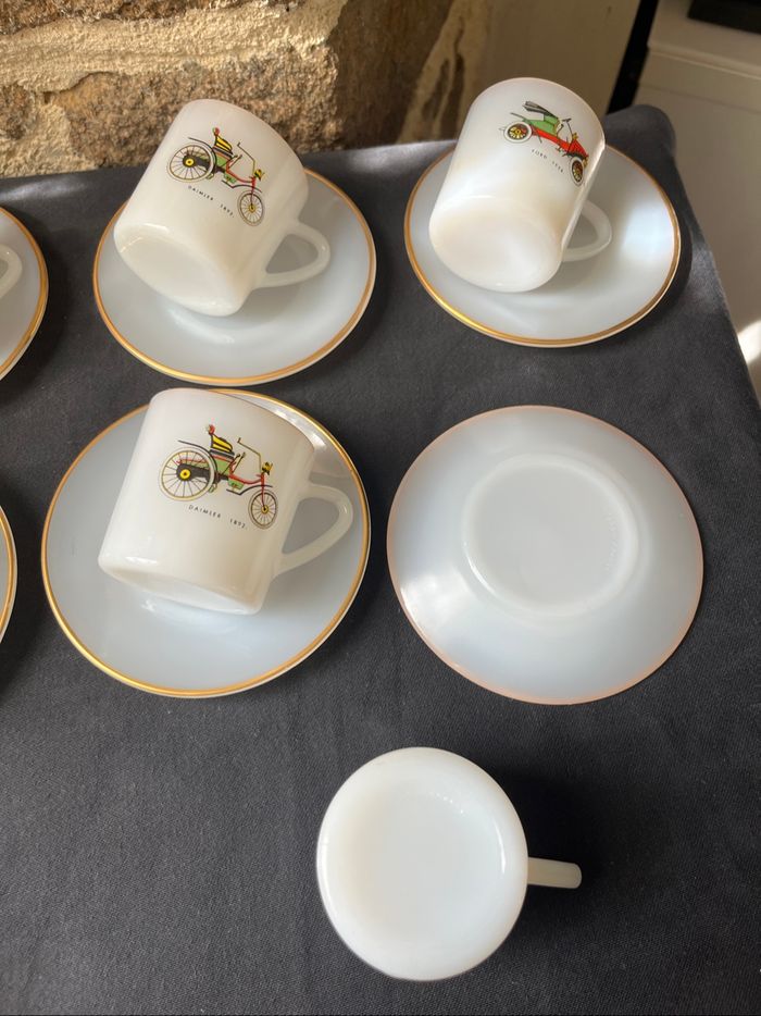 Magnifique lot de 6 tasses et 6 sous tasses à cafe Arcopal Vintage - photo numéro 7