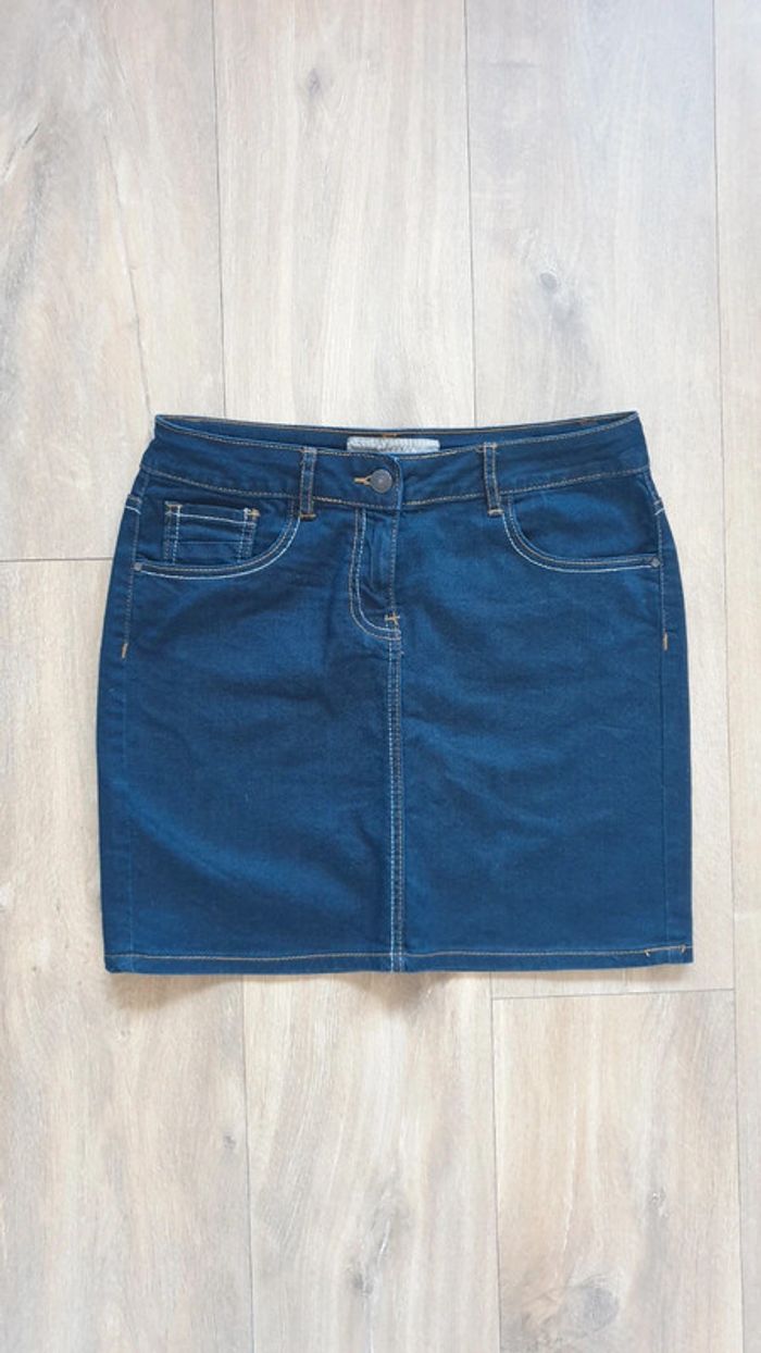 Jupe en jean bleu foncé, taille 8, Etam