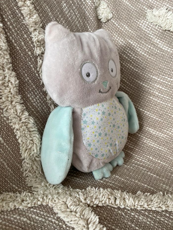 Peluche doudou 21cm Arthur et Lola hiboux bleu et gris étoile très bon état - photo numéro 2