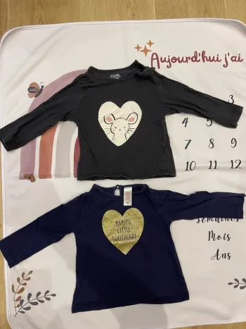 Lot de 2 t-shirts bébé fille – 18 mois