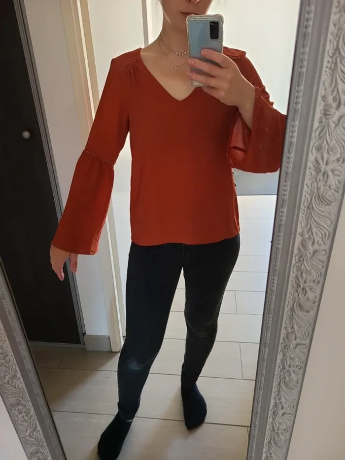 Blouse camel oranger - photo numéro 3