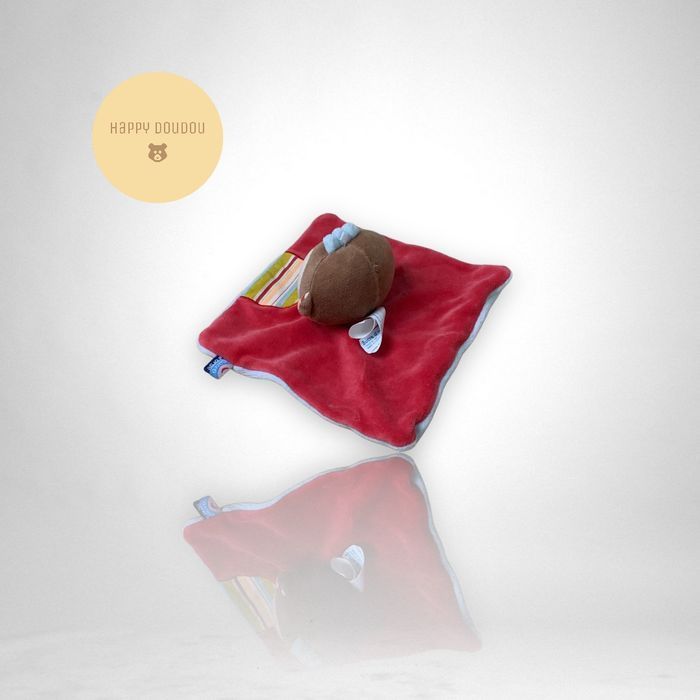 Peluche Doudou Singe Carré rouge sucre d'orge DP141 - photo numéro 3