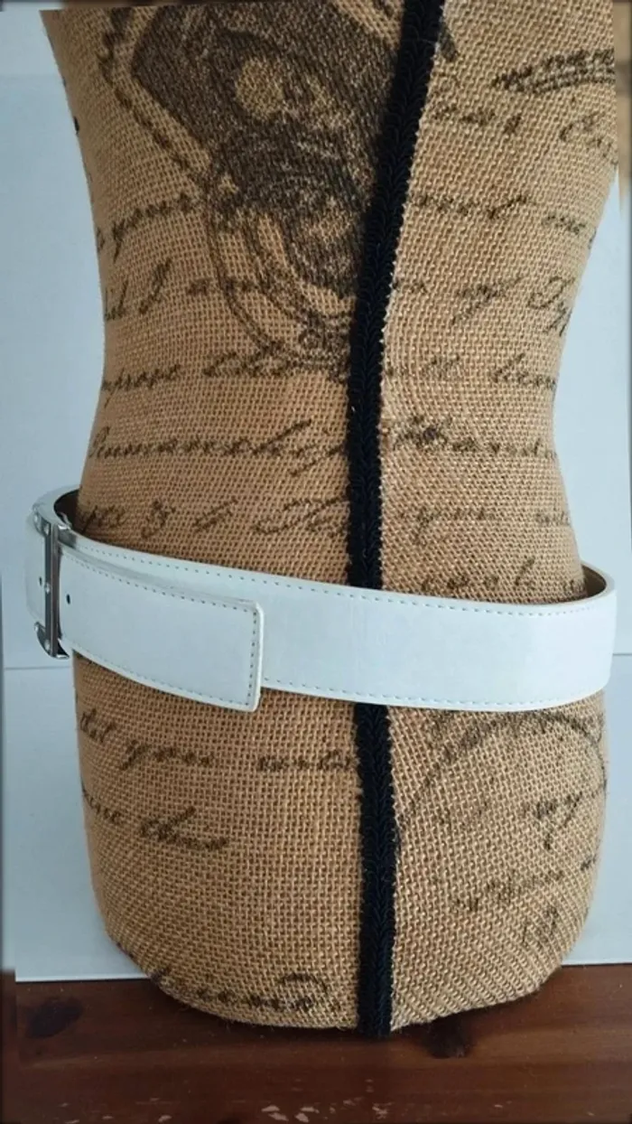 Ceinture blanche boucle rectangle strass 90 cm - photo numéro 6