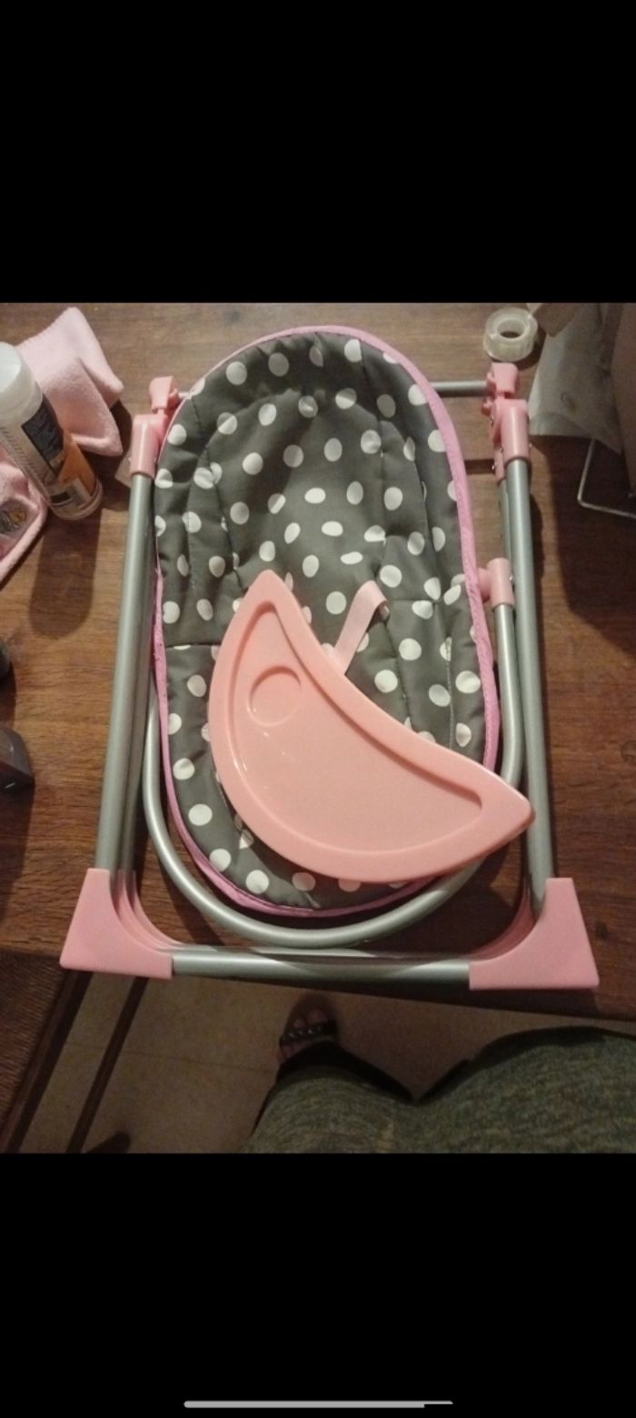 Jouet 2 en 1 balancelle et chaise haute pour poupee - photo numéro 4